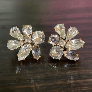 J. Crew rhinestone earrings gold tone and varied shape rhinestones